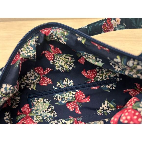 Vera Bradley Oversized Shoulder Hobo Bag Rose Toile Recycled Cotton - Picture 11 of 13